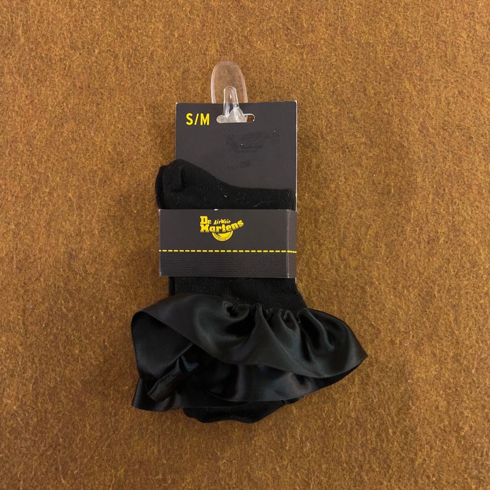 Dr. Martens Womens S/M Black Satin Frill Ruffle Organic Cotton Socks NWT